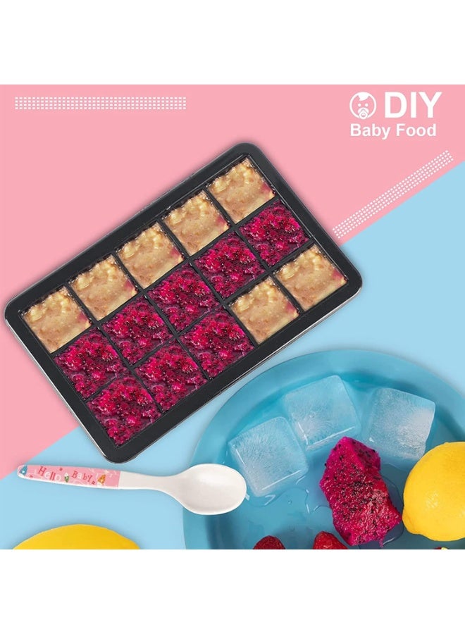 صينية مكعبات ثلج بغطاء 2 عبوة، قوالب مكعبات ثلج سيليكون، قوالب مكعبات ثلج سهلة التحرير 15 مكعب ثلج مربع لكل صينية، مرنة خالية من مادة BPA قابلة لإعادة الاستخدام وقابلة للتكديس للمجمد، شوكولاتة، طعام الأطفال، عصائر، أسود - Image 4