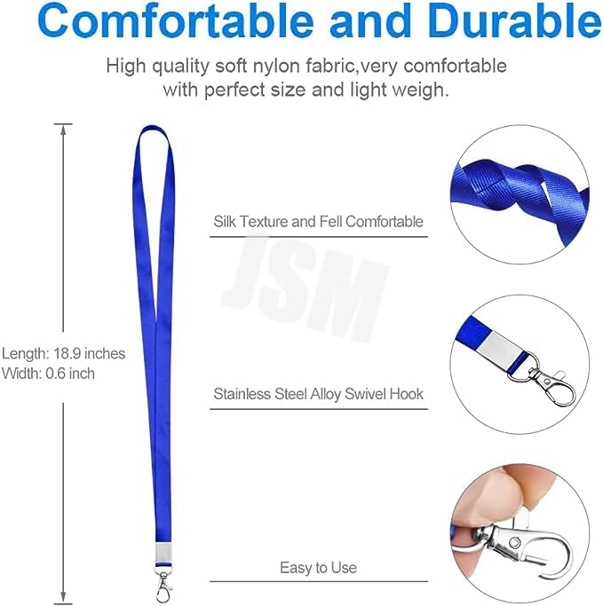 JSMSH JSMH 24mm or 1 inch Thick Lanyards with Badge Clip (Pack of 50, Royal Blue) - Image 3