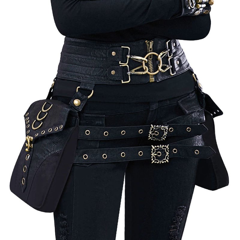 SUMGOGO Belt Pouch Waist Bag Fanny Pack Steampunk Phone Holder Casual Medieval Renaissance Cosplay Costume Accessories (Cor) - Image 2