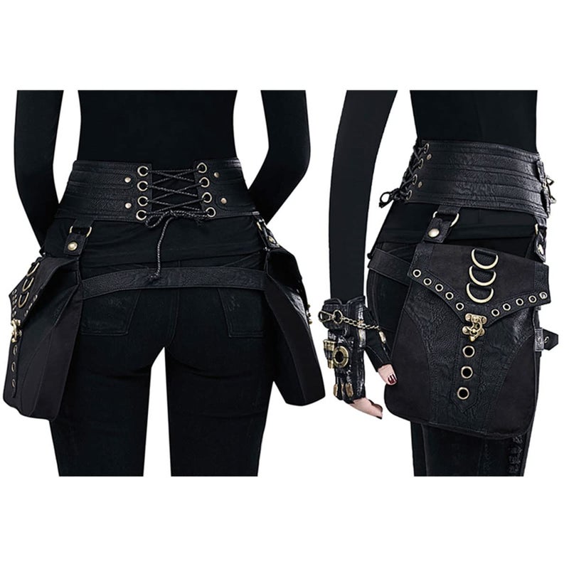 SUMGOGO Belt Pouch Waist Bag Fanny Pack Steampunk Phone Holder Casual Medieval Renaissance Cosplay Costume Accessories (Cor) - Image 3