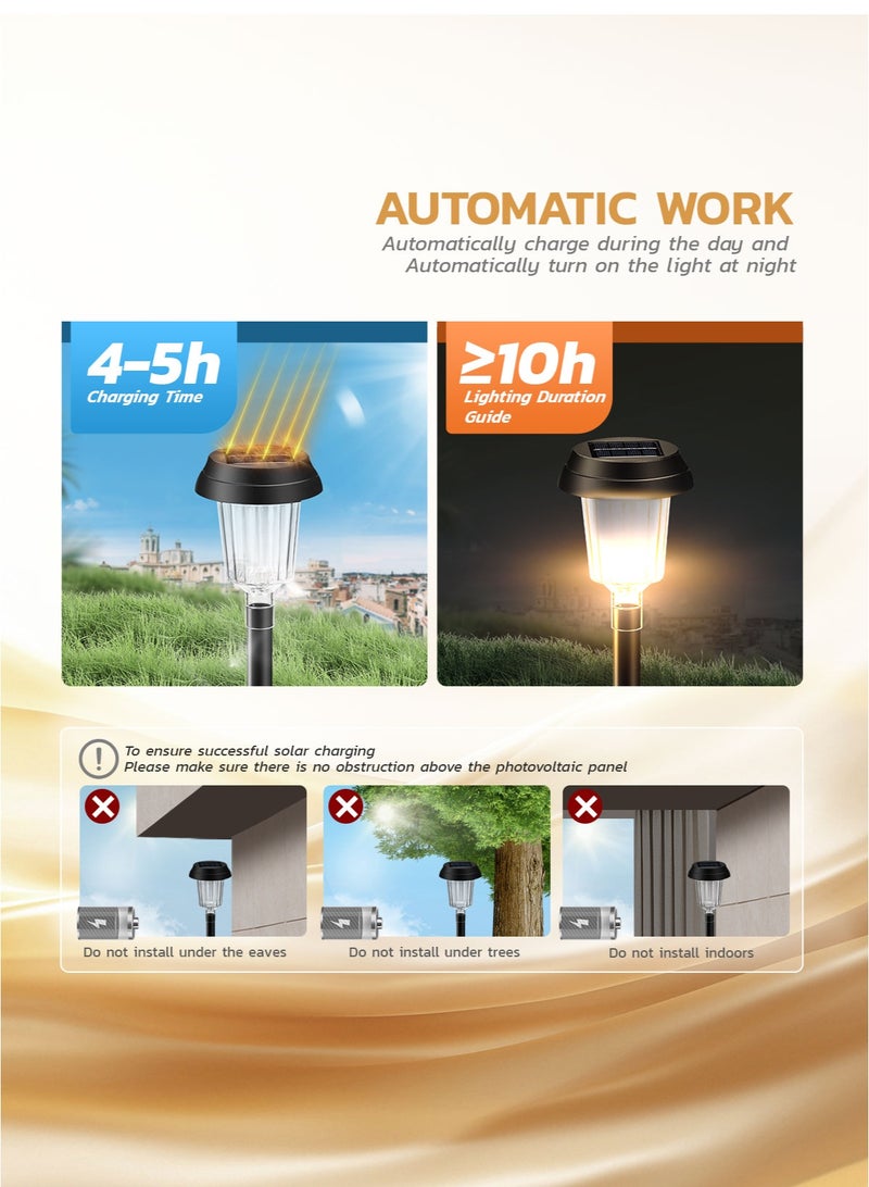 MODI 6 Piece Solar Garden Lights Outdoor – Warm White LED, IP64 Waterproof, Auto On/Off, Solar Powered Pathway Lawn Yard Lighting Set - Image 5