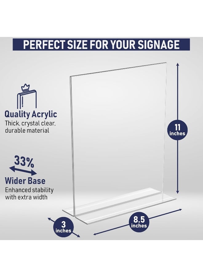 Slasa SLASA Acrylic Sign Holder 8.5 x 11 – 6 Pack T-Shaped Table Top Display Stand, Double-Sided Bottom Load Clear Plastic Frame for Portrait Menus, Ads, Photos, Classrooms, and Store Promotions - Image 3