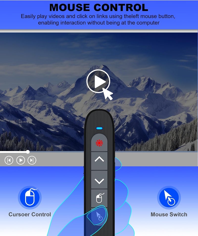 HEYLACOOLX Air Mouse Clicker for Presentation Rechargeable,Presenter Clicker Remote for Classroom Teacher, RF 2.4GHz USB Wireless Presentation PPT Clicker Slide Advancer for Mac, Windows, Laptop, Keynote - Image 3