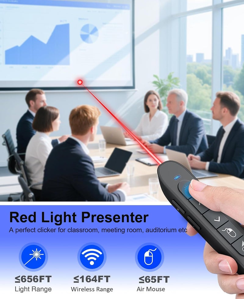 HEYLACOOLX Air Mouse Clicker for Presentation Rechargeable,Presenter Clicker Remote for Classroom Teacher, RF 2.4GHz USB Wireless Presentation PPT Clicker Slide Advancer for Mac, Windows, Laptop, Keynote - Image 4