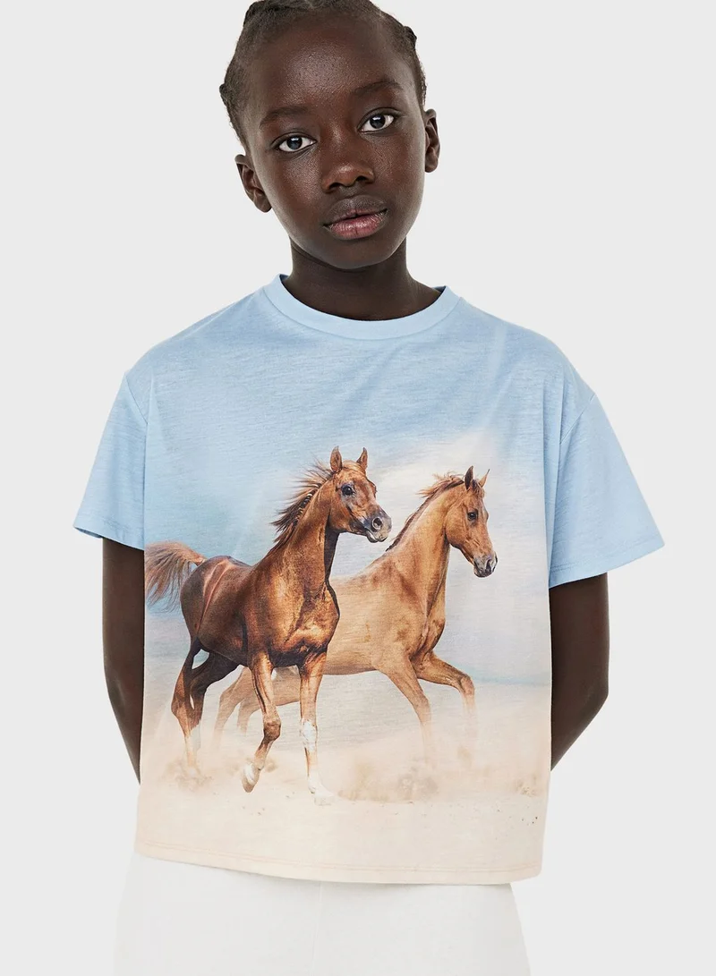 H&M Kids Horse Print Oversized T-Shirt