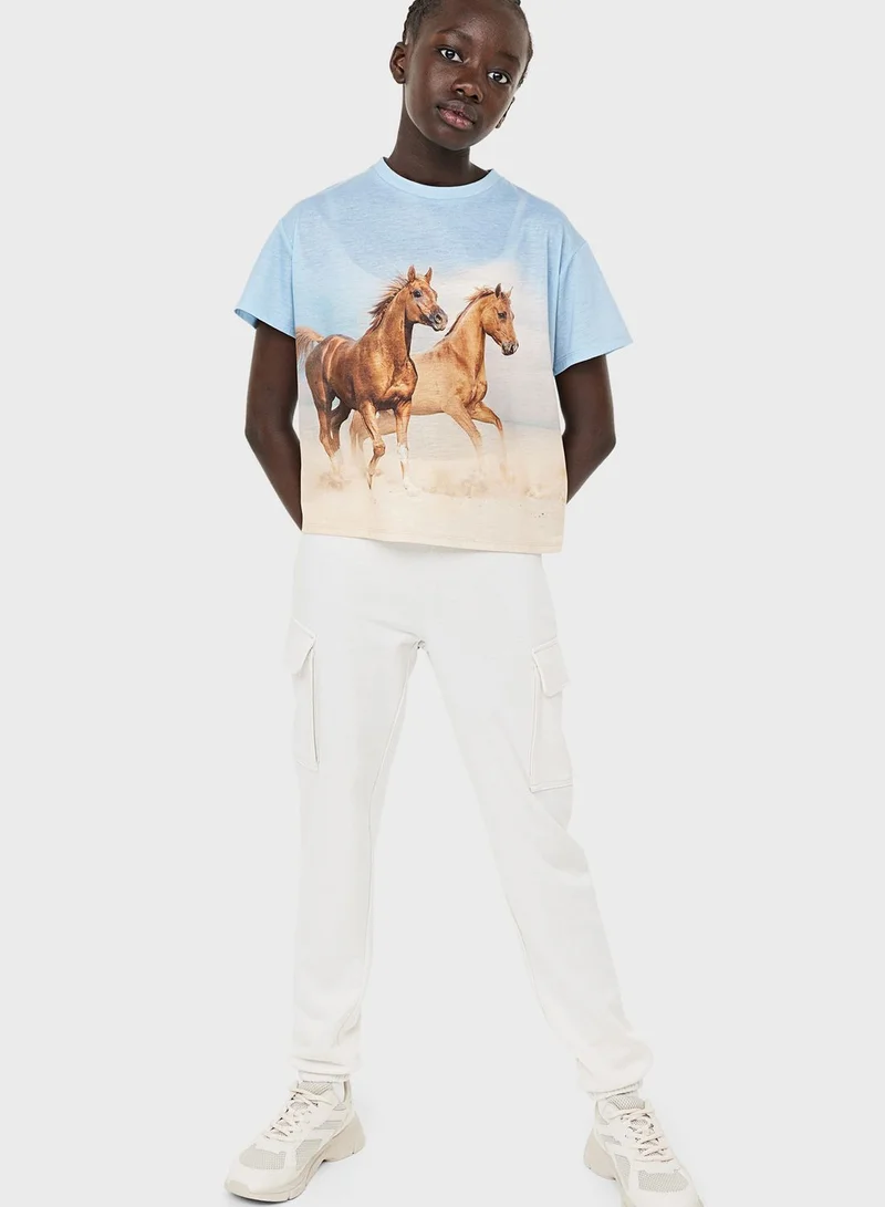 H&M Kids Horse Print Oversized T-Shirt