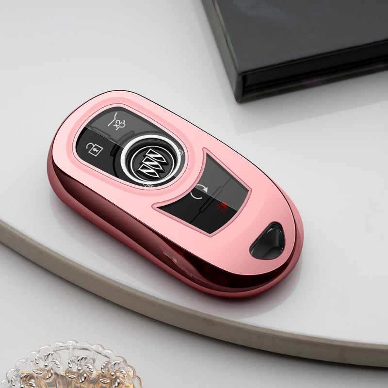Tengare Buick Key Fob Cover Car Key Protector Case Key Chain Holder Accessories Pink - Image 2
