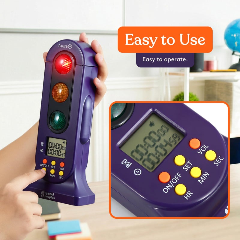 Special Supplies Stoplight Audio Visual Timer for Kids with Lights and Stopwatch Timer - Home and Classroom Timer for Time Management and Routines - Ages 3+ - Image 5