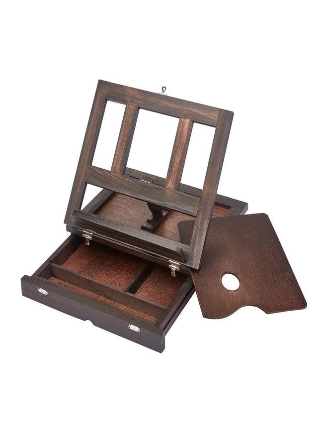 KINGART Adjustable Wood Espresso Stained Desk Table Easel with Storage Drawer, Paint Palette, Portable Wooden Artist Desktop, Painting, Drawing Sketching Book StandE - Image 5