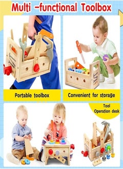 Generic Wooden Toddler Tool Set with Tool Box, Montessori STEM Educational Pretend Play Construction Toy for 2 3 4 5 6 Year Old Boys Girls, Best Birthday Gift for Kids  - Image 3