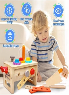 Generic Wooden Toddler Tool Set with Tool Box, Montessori STEM Educational Pretend Play Construction Toy for 2 3 4 5 6 Year Old Boys Girls, Best Birthday Gift for Kids  - Image 2