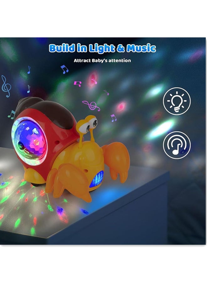 Generic Electric Music Crab Baby Toy, Crawling Crab Baby Toy With Music and Led Light Up, Early Learning Educational Toys with Automatically Avoid Obstacles for Kids  - Image 5