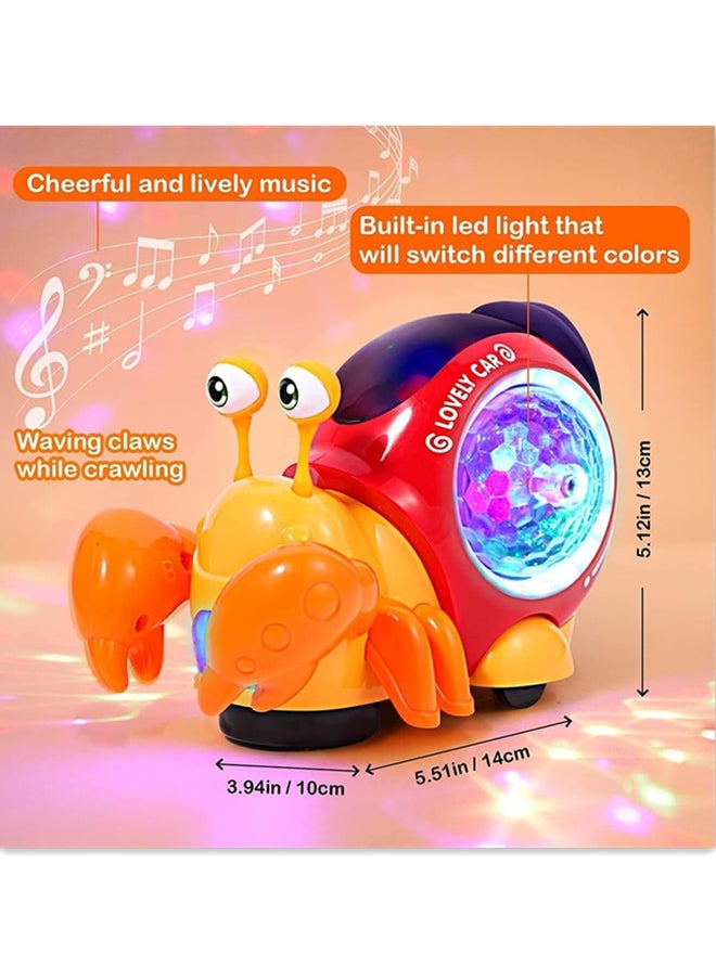 Generic Electric Music Crab Baby Toy, Crawling Crab Baby Toy With Music and Led Light Up, Early Learning Educational Toys with Automatically Avoid Obstacles for Kids  - Image 2