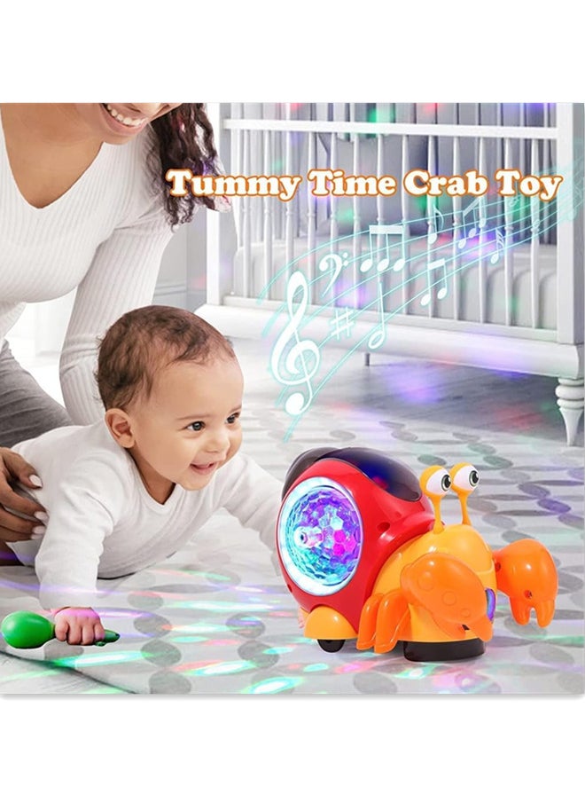 Generic Electric Music Crab Baby Toy, Crawling Crab Baby Toy With Music and Led Light Up, Early Learning Educational Toys with Automatically Avoid Obstacles for Kids  - Image 3