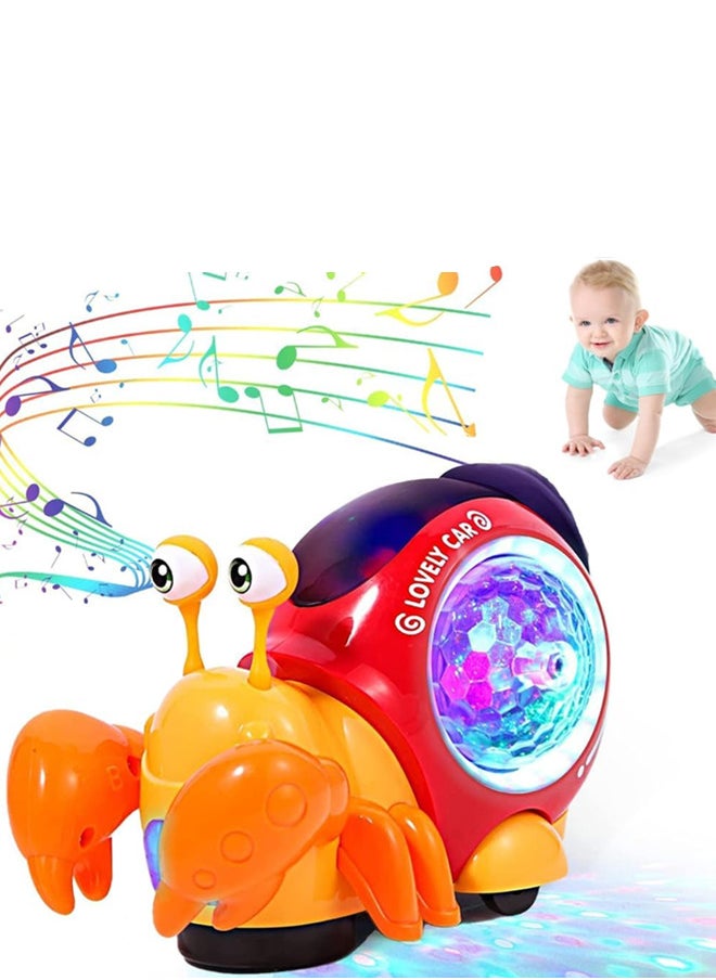 Generic Electric Music Crab Baby Toy, Crawling Crab Baby Toy With Music and Led Light Up, Early Learning Educational Toys with Automatically Avoid Obstacles for Kids  - Image 1