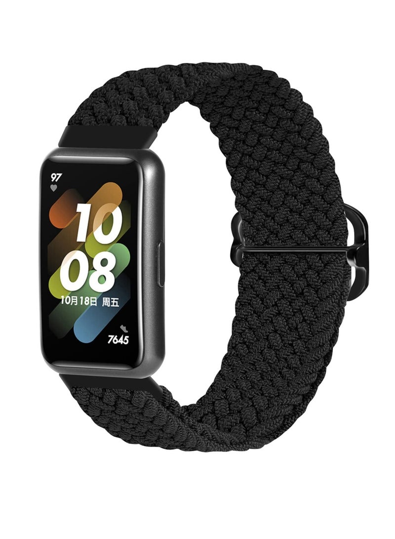 Strap for Huawei Band 7 Hand-woven Adjustable Strap, Compatible for Huawei Band 7 Replacement Nylon Wristband Strap,Black - Image 1