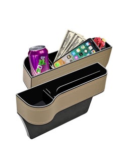 MOTRK MOTRK Cup Holder, Car Seat Gap Organizer, Car Interior Accessories, Car Cup Holder, Seat Organizer and Storage Box for Keys, Wallet, Pen, Cards (2 Pack) (Beige )  - Image 1