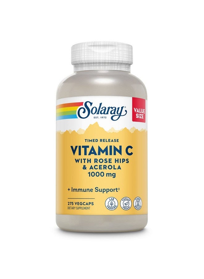 SOLARAY Vitamin C 1000mg Timed Release Capsules with Rose HIPS & Acerola Bioflavonoids, Two-Stage for High Absorption & All Day Immune Function Support, 60 Day Guarantee, 275 Servings, 275 VegCaps - Image 1