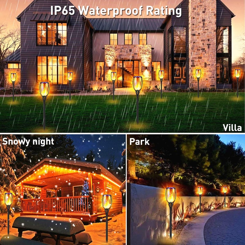 جليفار مصابيح يدوية محمولة تعمل بالطاقة الشمسية - مصابيح تخييم بتأثير اللهب - طاقة شمسية قابلة لإعادة الشحن، تصميم مقاوم للماء، تركيب بدون أدوات، أجواء لهب خارجية للمخيمات والمركبات الترفيهية والمسارات - عبوة من 4 قطع - Image 4