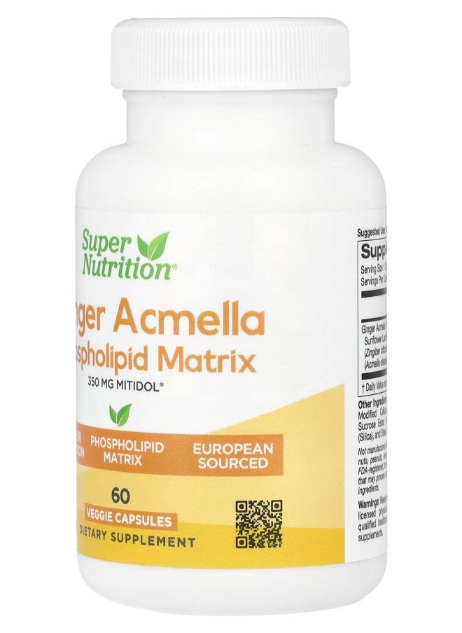 Super Nutrition Ginger Acmella Phospholipid Matrix with Ginger Extract and Acmella Extract 60 Veggie Capsules  - Image 2