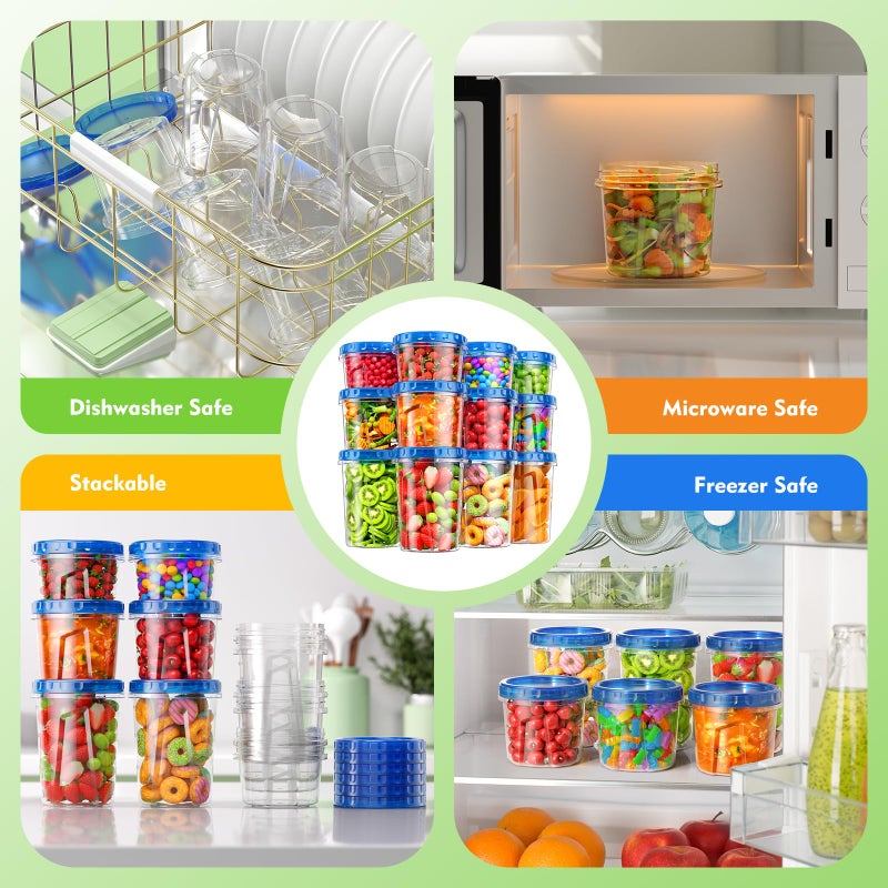 BiuLeon 12 Pack- 34/24/17oz Freezer Storage Containers, Plastic Food Storage Containers with Twist Top Lids, BPA Free and Reusable Soup Containers with Lids, Leakproof/Microwave/Dishwasher Safe - Image 4