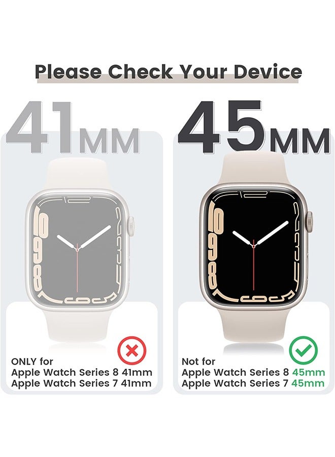 3 قطع أبل ووتش حامي الشاشة سلسلة 9/8/7 45mm الملحقات، iWatch الصلبة PC الماس حالة الوفير المدمج في فيلم الزجاج المقسى، واقية بلينغ غطاء الوجه للنساء الفتيات، 45 ملم - Image 2