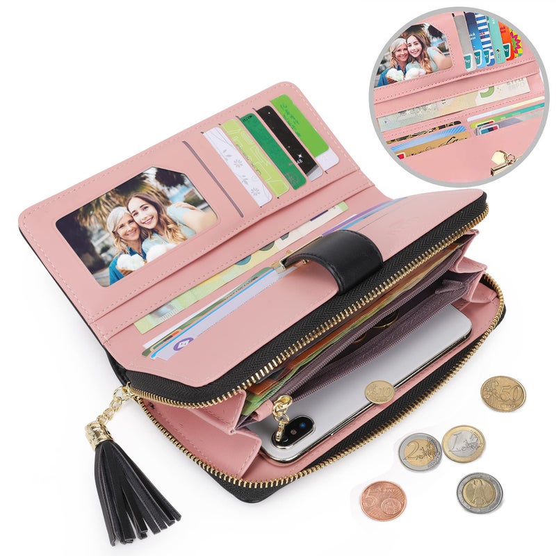 Pomelo Best RFID Wallets for Women with Multiple Card Slots and Cellphone Compartment, womens wallet (black) - Image 4