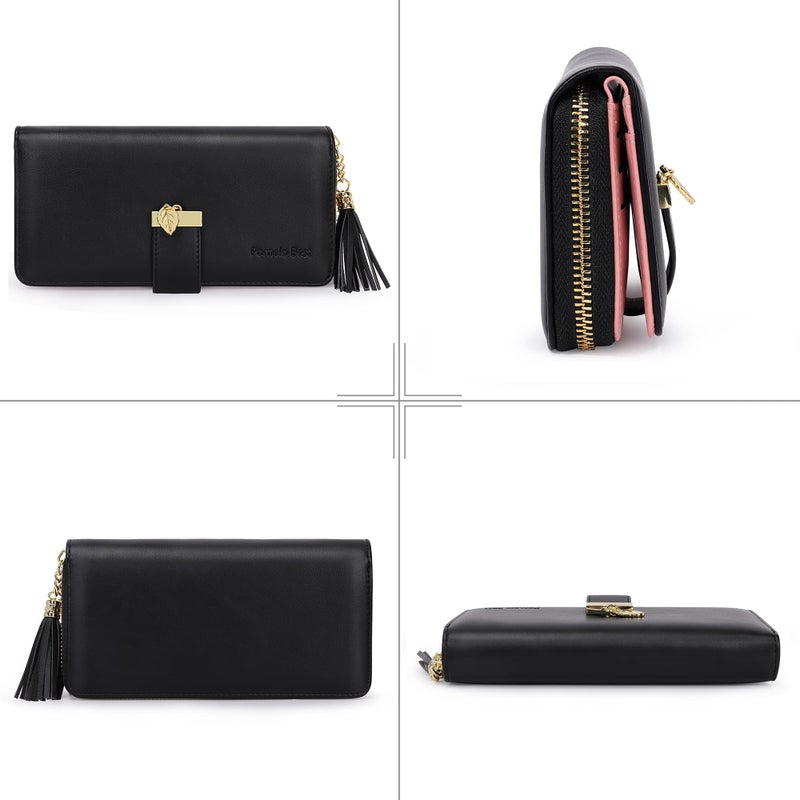 Pomelo Best RFID Wallets for Women with Multiple Card Slots and Cellphone Compartment, womens wallet (black) - Image 3