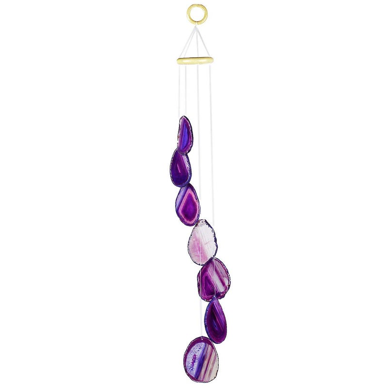 mookaitedecor Purple Agate Slices Wind Chimes for Home Garden Decoration 2531 Inches