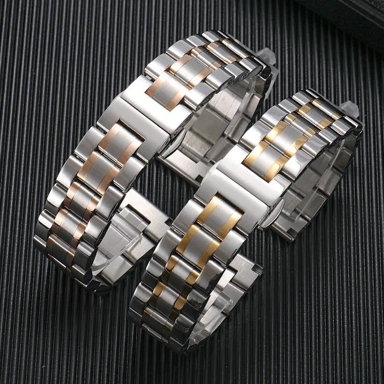 Bluejw Luxury Replacement Watch Strap with Double Button Butterfly Clasp – Breathable Stainless Steel Band, 5-Link Design, Fits 14mm 16mm 18mm 20mm 22mm Watches - Image 4