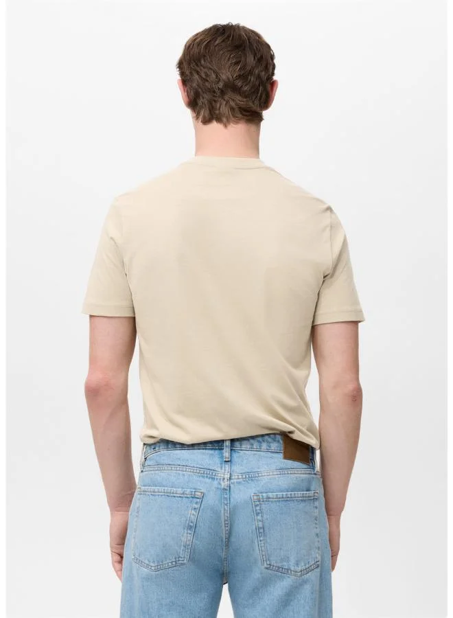 Mango Man  100% cotton slim-fit V-neck t-shirt for Men | Best Price UAE