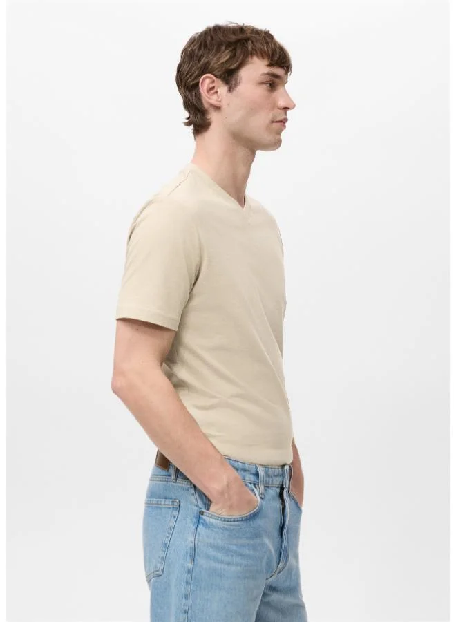 Mango Man  100% cotton slim-fit V-neck t-shirt for Men | Best Price UAE