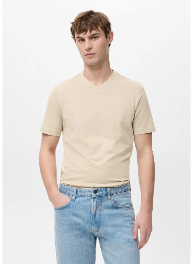 100% cotton slim-fit V-neck t-shirt