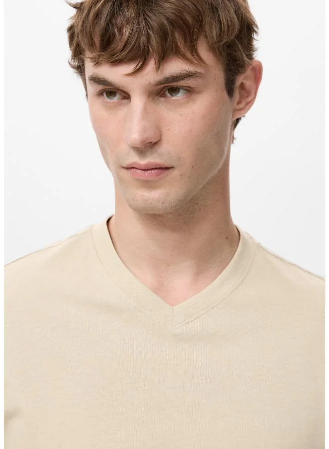 Mango Man  100% cotton slim-fit V-neck t-shirt for Men | Best Price UAE