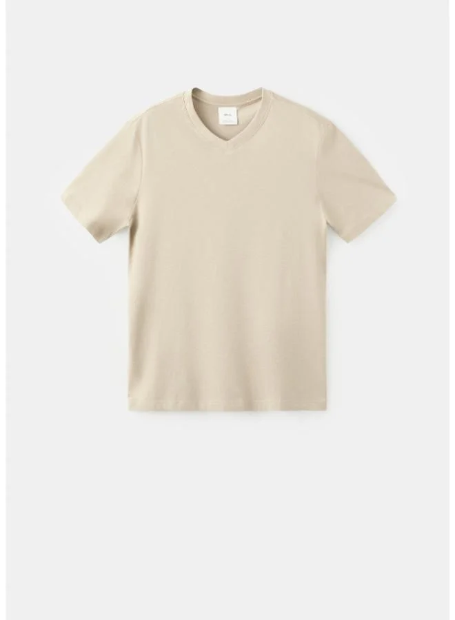 Mango Man  100% cotton slim-fit V-neck t-shirt for Men | Best Price UAE