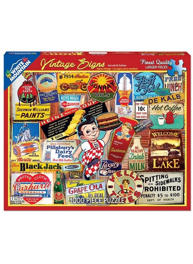 WHITE MOUNTAIN - Puzzles Vintage Signs 1000 Piece Jigsaw Puzzle - Image 1