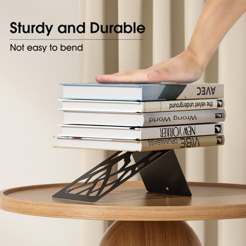 MaxGear Book Ends Tree Design Modern Bookends for Shelves, Non-Skid Book Holder, Heavy Duty Metal Book Storage for Books/CDs, Decorative Book Stopper for Home, 7 x 4.7 x 3.5â€, Black,2 Pair/4 Pieces - Image 5