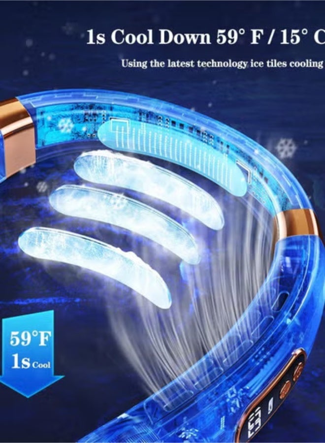 عام مكيف هواء مروحة مصباح LED مع أطباق التبريد ، 5 سرعات تهب الهواء البارد قابل للتعديل ، بطارية محمولة 4000 مللي أمبير في الساعة معجبة شخصية قابلة للشحن للنساء ، والسفر في التخييم ، والخارجية ، والأبيض - Image 5