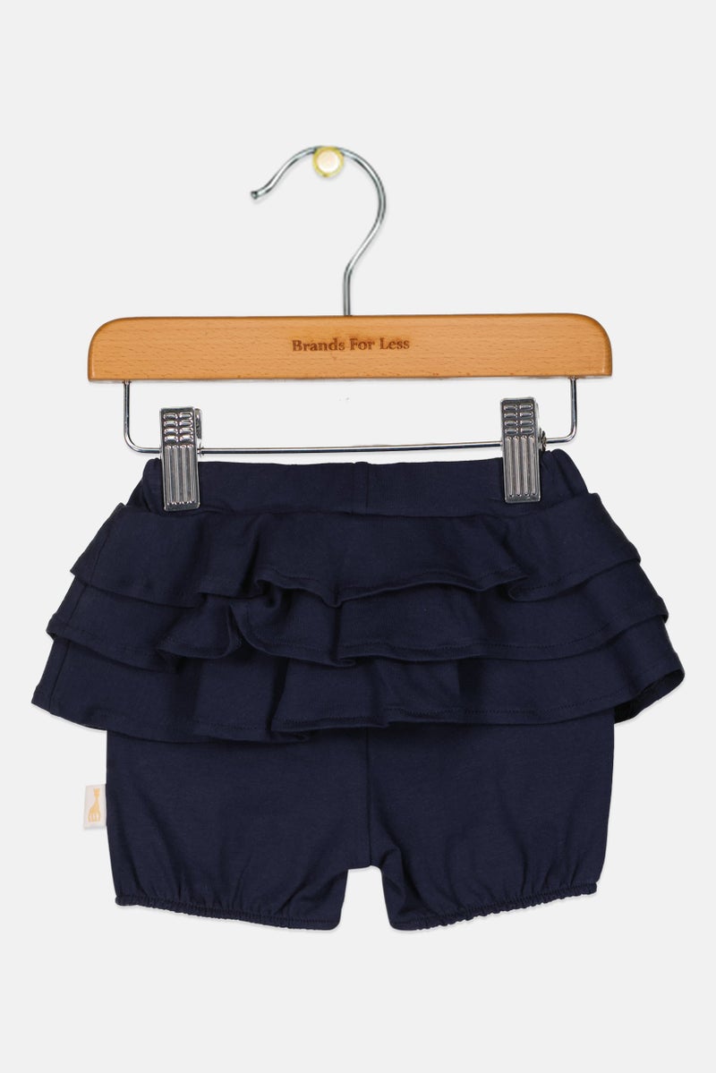 Sophie la girafe Toddlers Girl Embroidered Logo Basic Shorts, Navy - Image 2