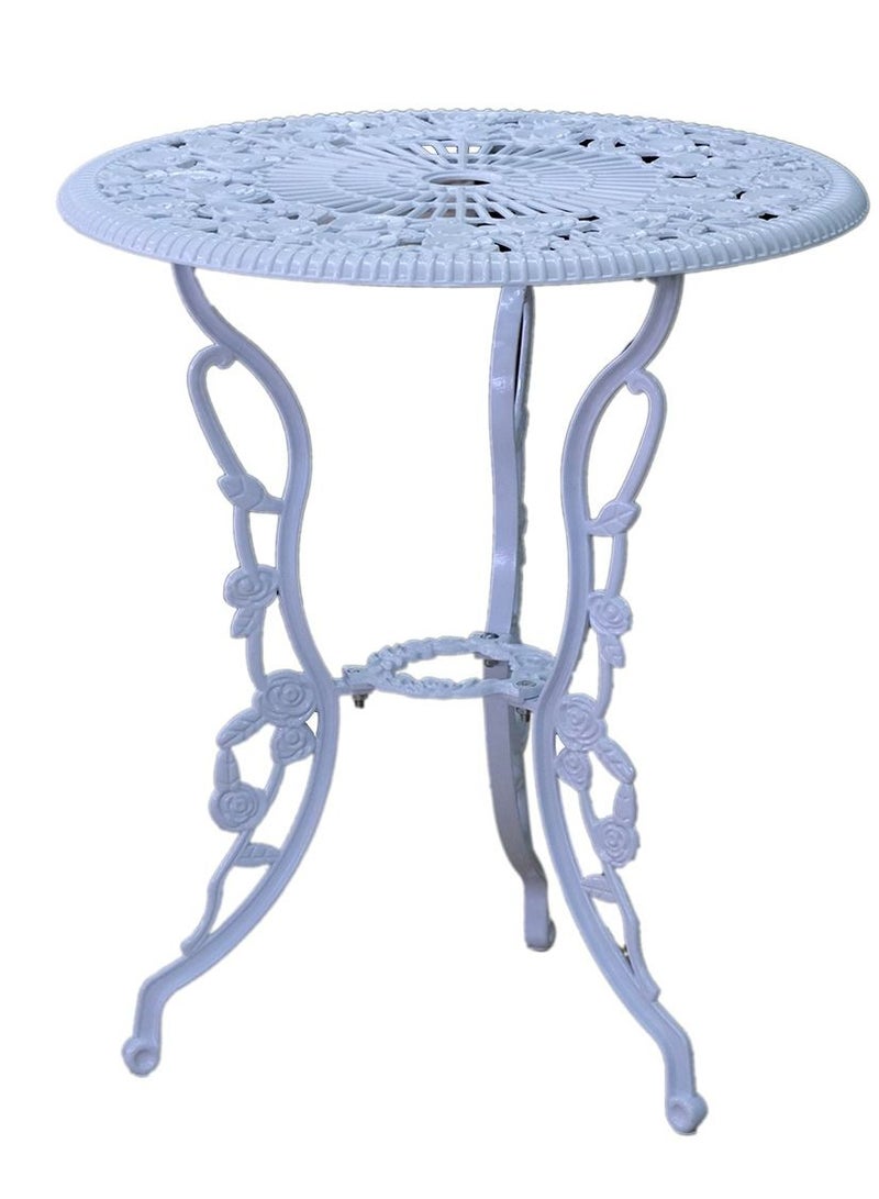 Oasis Casual Cast Aluminium White Balcony Set with Green Cushion BY103 - Image 3