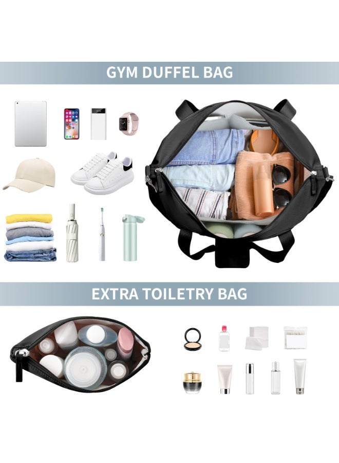 Fitness Travel Duffel Bag with Dry-Wet Separation and Small Pouch, Black - Image 3