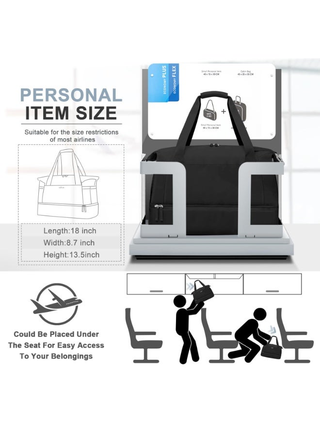 Fitness Travel Duffel Bag with Dry-Wet Separation and Small Pouch, Black - Image 2