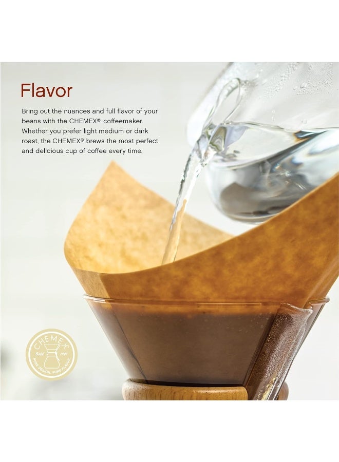 Chemex Bonded Unbleached Pre-Folded Square Coffee Filters, 100 Count - Image 1