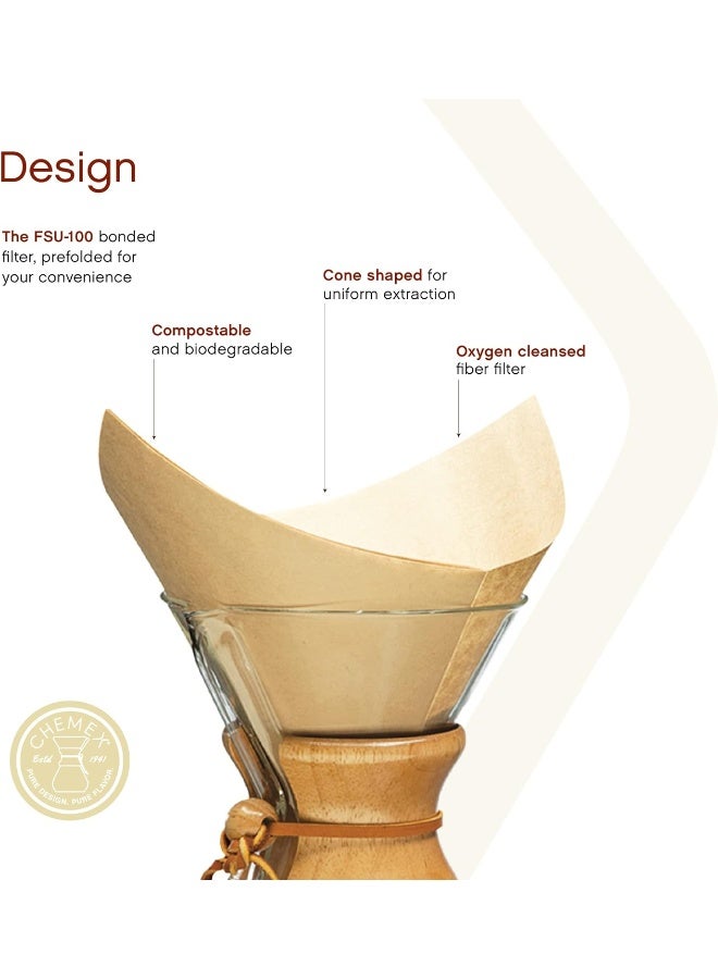 Chemex Bonded Unbleached Pre-Folded Square Coffee Filters, 100 Count - Image 4