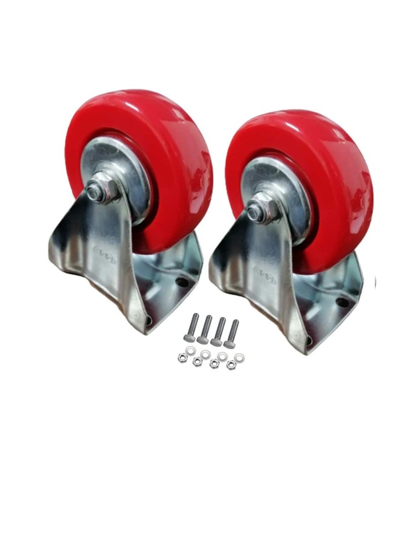 Pack of 2 Heavy Duty PU Rubber Caster Wheel with Nut & Bolt for Furniture, Workbenches, Tables and Equipment’s and DIY Ideas… (Swivel with Break - 5 Inch)  - Image 1
