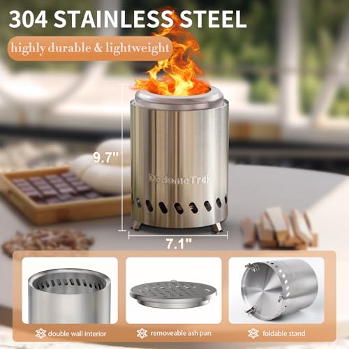 Dodometrek Tabel Top Fire Pit Mini, Portable Firepit Outdoor, 7 Inch Tabletop Firepit Stainless Steel - Image 5
