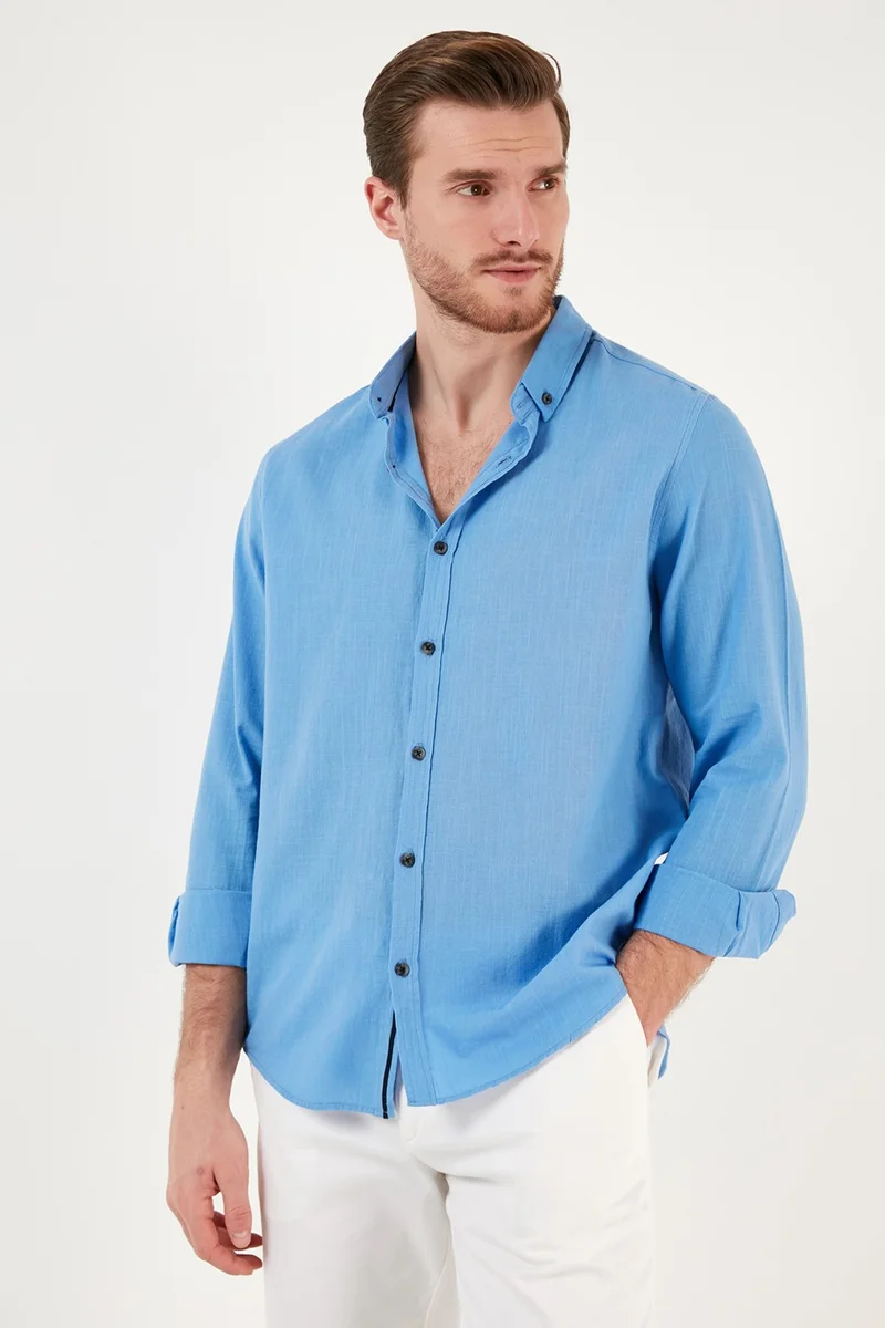Buratti Regular Fit Button Collar 100% Cotton Shirt Men's Shirt CF20S111871