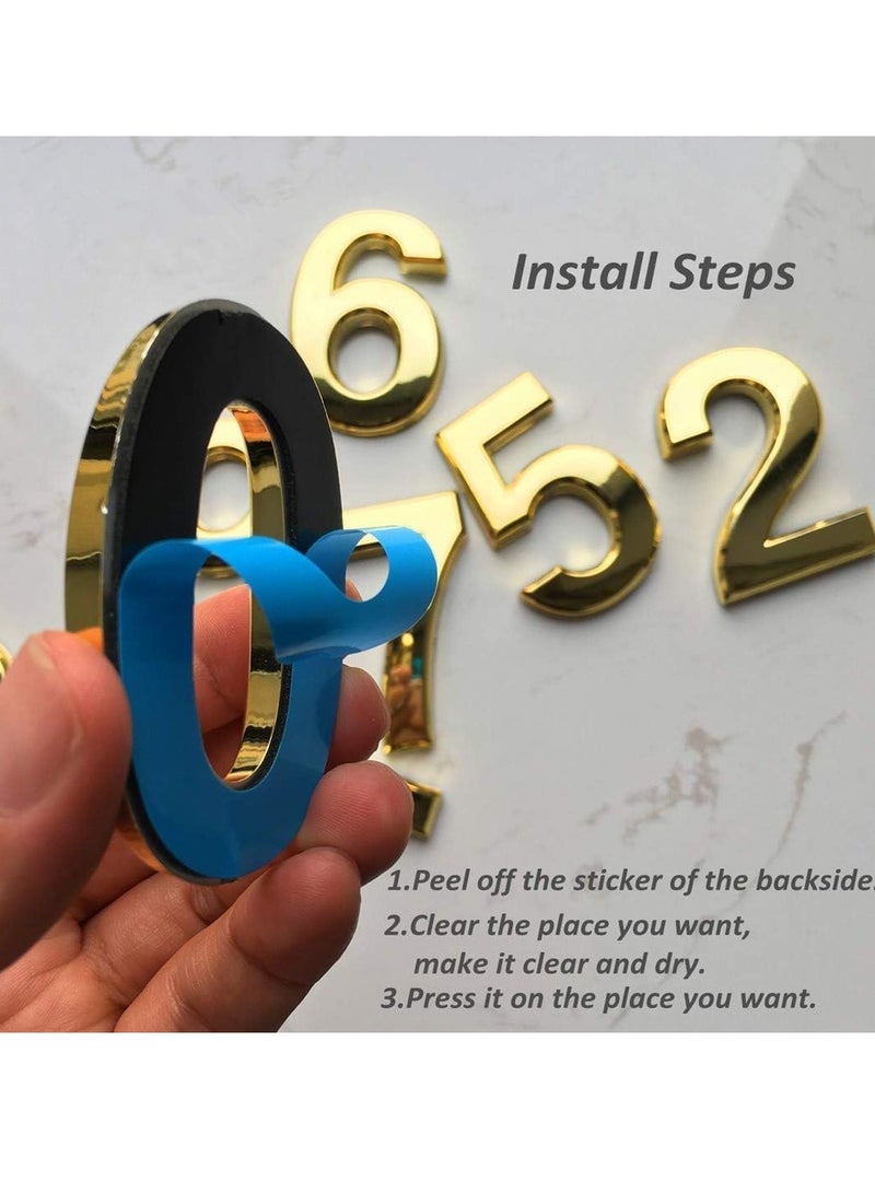 أرقام صندوق البريد للخارج ، 2 بوصة عنوان الباب رقم الملصقات لغرفة الشقة ، الذهب لامع ، 1 مجموعة من 10 قطع. - Image 4