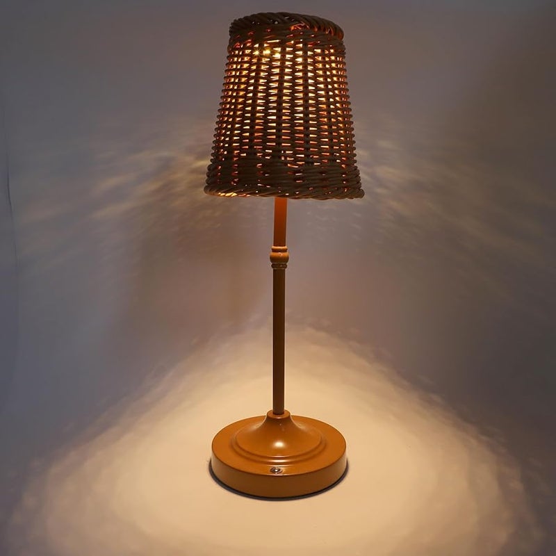 Rechargeable Cordless Dimmable LED Rattan Table Lamp For Bedside Home Office Indoor Outdoor Patio - Image 3