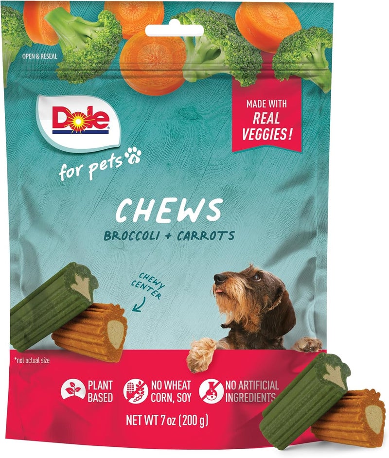 Dole for Pets Freshly Fetched Dog Chews, Assorted Broccoli & Carrot Flavor Dog Treats, 7oz | Flavored with Real Veggies, No Wheat, Corn, Soy, Artificial Flavors, Colors, or Preservatives - Image 1
